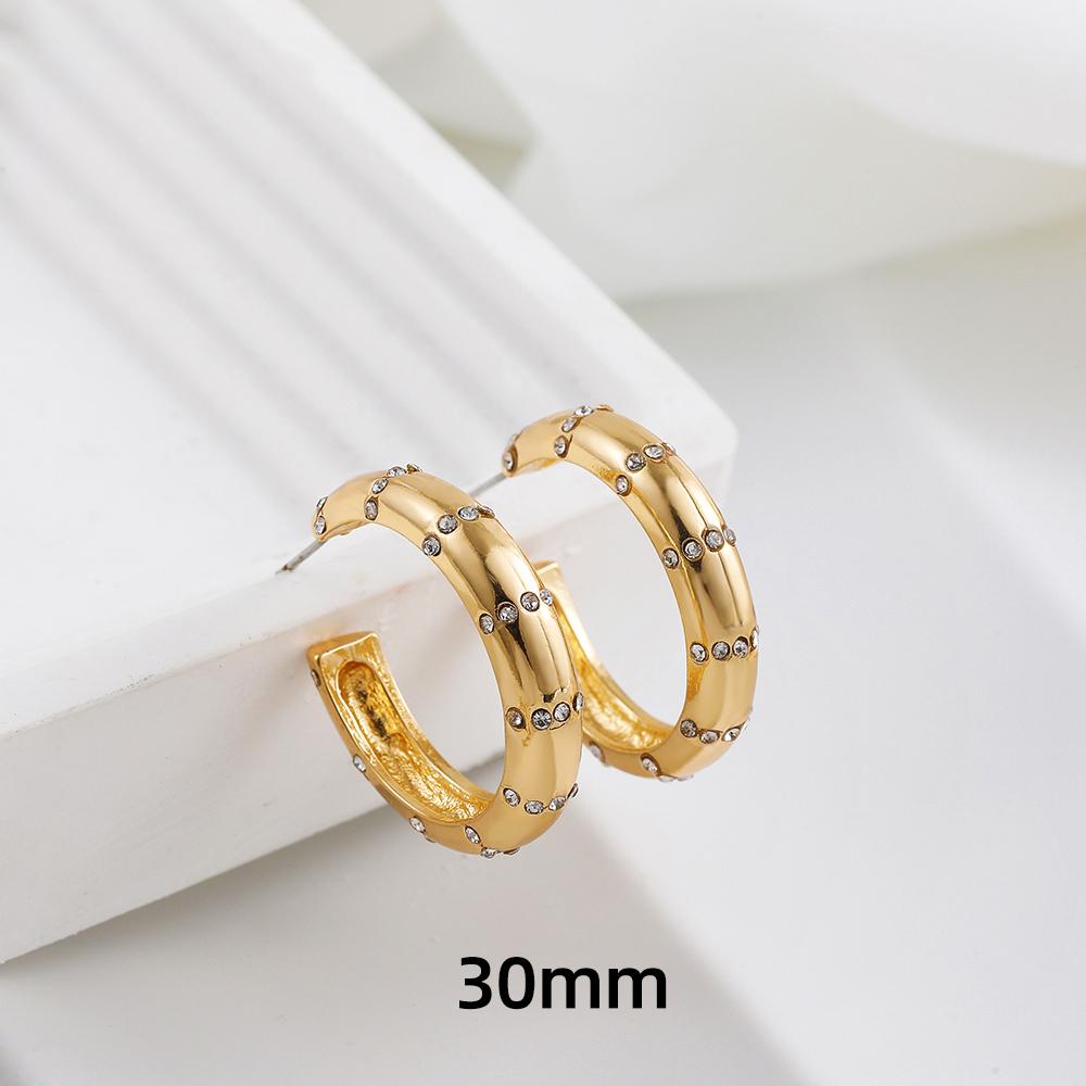 

Fashion Round Circle CZ Zircon Hoop Earrings for Women Gold Plated Large C Shape Open Hoops Statement Earring Party Zircon Gift