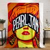 "Pearl Jam Pop Art Stiliaus Plakato Dizainas" Raštuotas flanelinis pledas, puikiai tinkantis miegamajam, svetainei, sofai ar trumpam snaudaliui