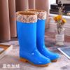 beef tendon sole high tube rain shoes women's winter non-slip velvet thermal rubber shoes overshoes waterproof rain boots water shoes women