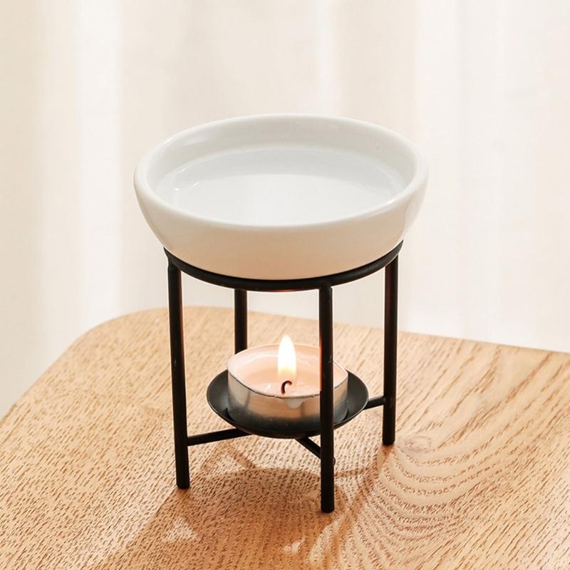 Elegant Ceramics Essential Oil Burners Metal Tealight Holder Rack Aromatherapies Diffuser for Home Decors and Relaxation