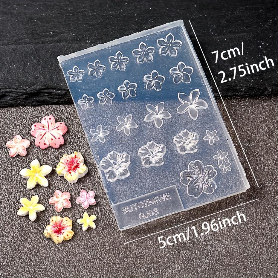 3D Charm Silicone Nail Carving Mold - Five-Petaled Island Egg Flower & Cherry Blossom Design Stamping Plate for DIY Manicure, Nail Art Tools