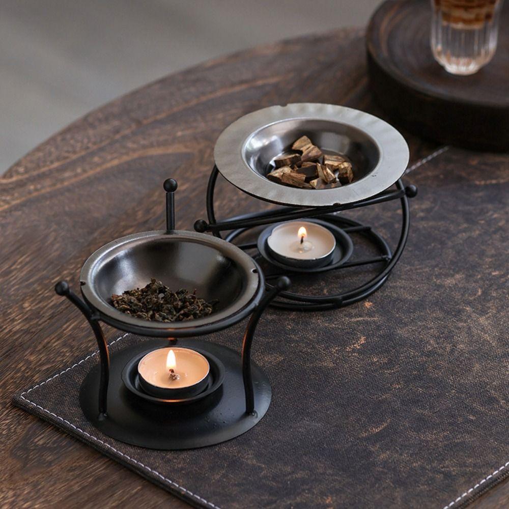 Creative Essential Oil Warmer Portable Retro Metal Incense Burner Hollow Out Polygon Candle Heating Holder Bedroom Use 7