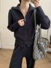 2026 New Women's Casual Knit Sweater Zip-Up Lapel Collar Cinched Waist Slimming Fall Top