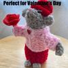 1 Pair Crocheted Mouse Couple Handmade Crochet Mice Ornaments Valentine's Day Decor Mice Doll for Desk Mantel Bedside Table