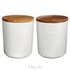 LOLO | Greige/Asche Vorratsdose | 500ml | Keramikdose | Hergestellt in Japan | Teak Konvex | Salz- und Zuckerdosen-Set (Weißes Set)