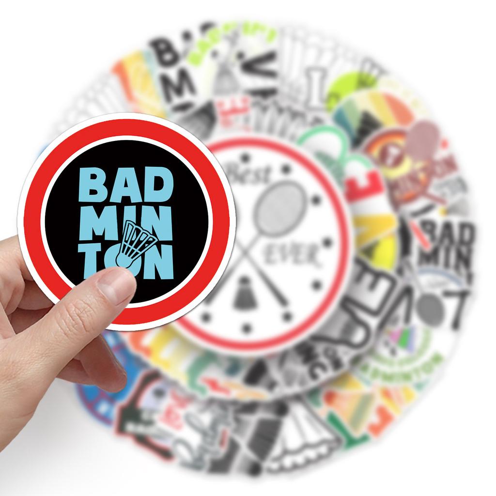 50 Badminton Doodle Cartoon Sports DIY Skateboard Mobile Phone Case Suitcase Sticker Waterproof