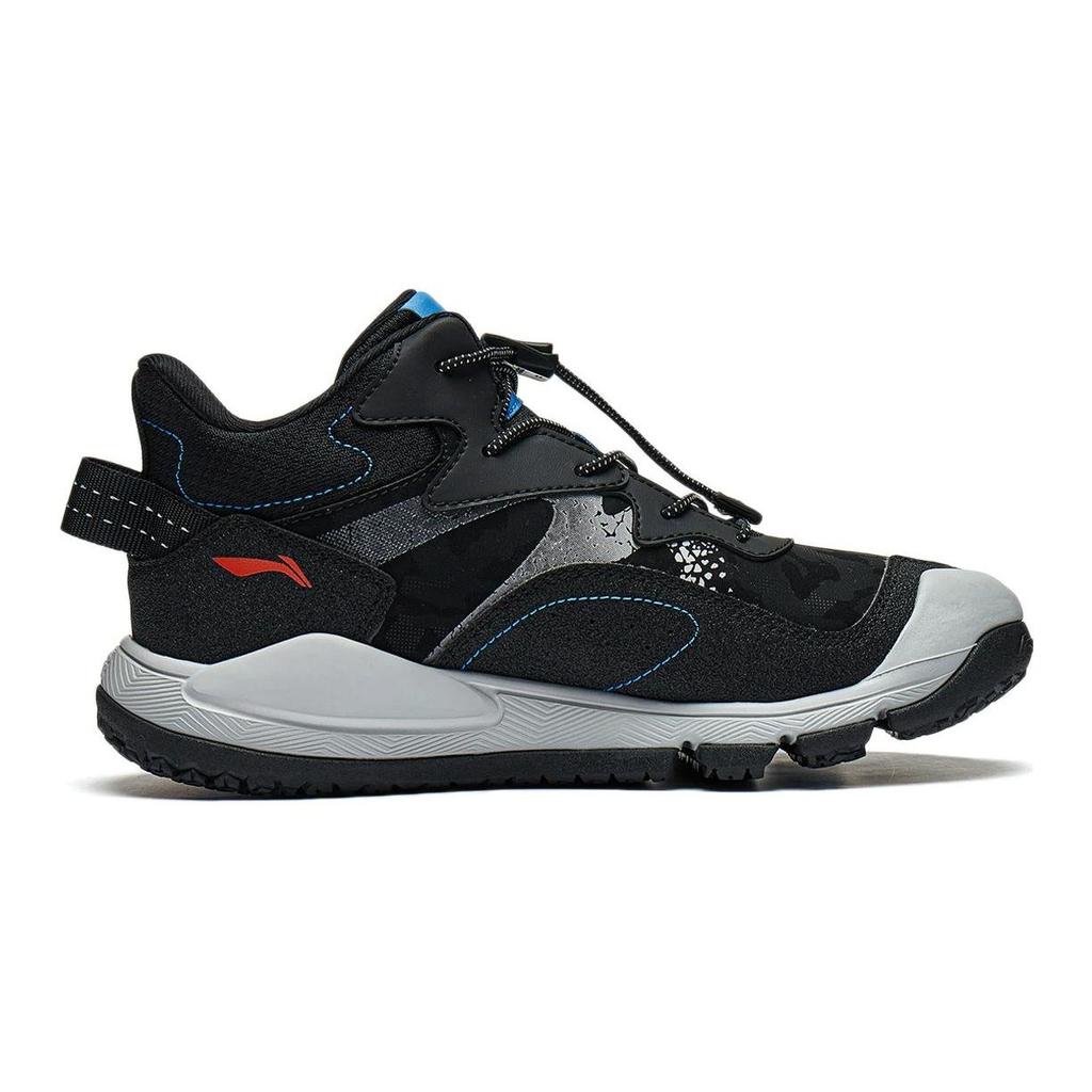 Li Ning Kids Versatile Comfortable Shock Absorbing Durable Mid-Top Outdoor Shoes Kids Shoes Black YKET008-13