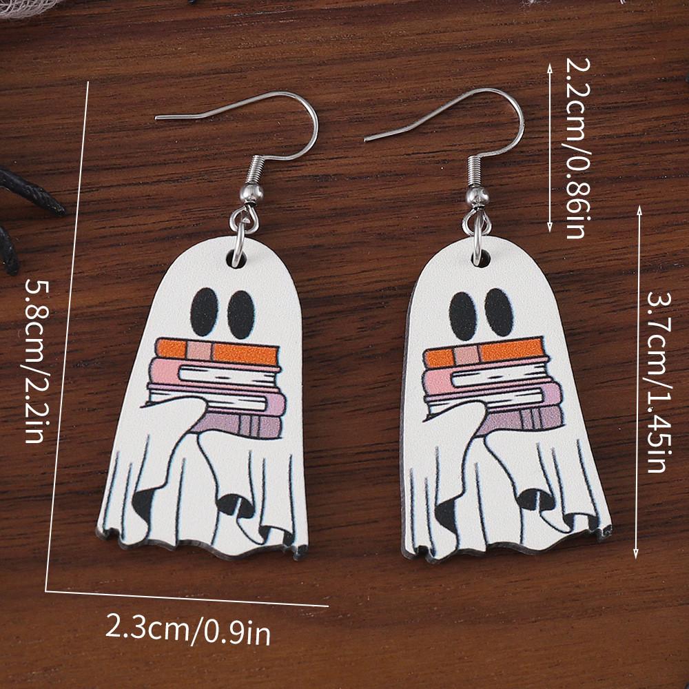 Wooden Handmade Unique Ghost Earrings Perfect For Halloween Book Lovers And Fans