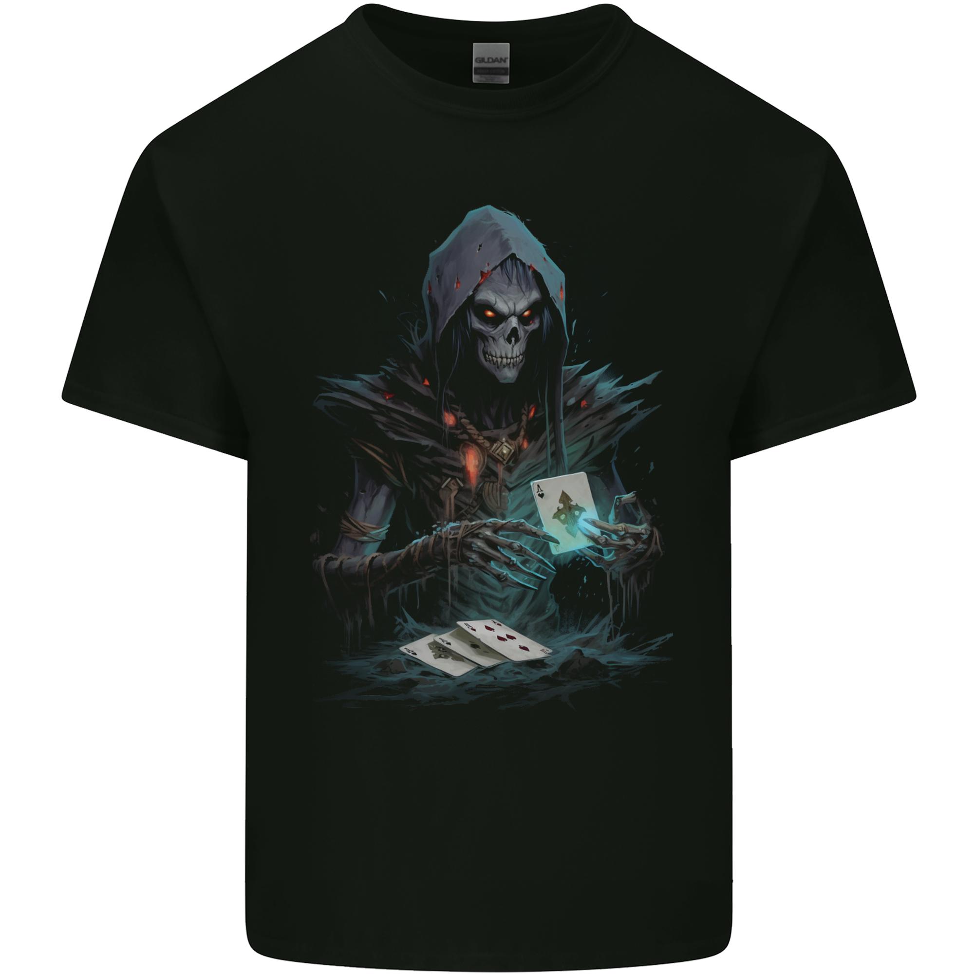 Playing Cards Grim Reaper Skull Unisexs Light Cotton TShirt S