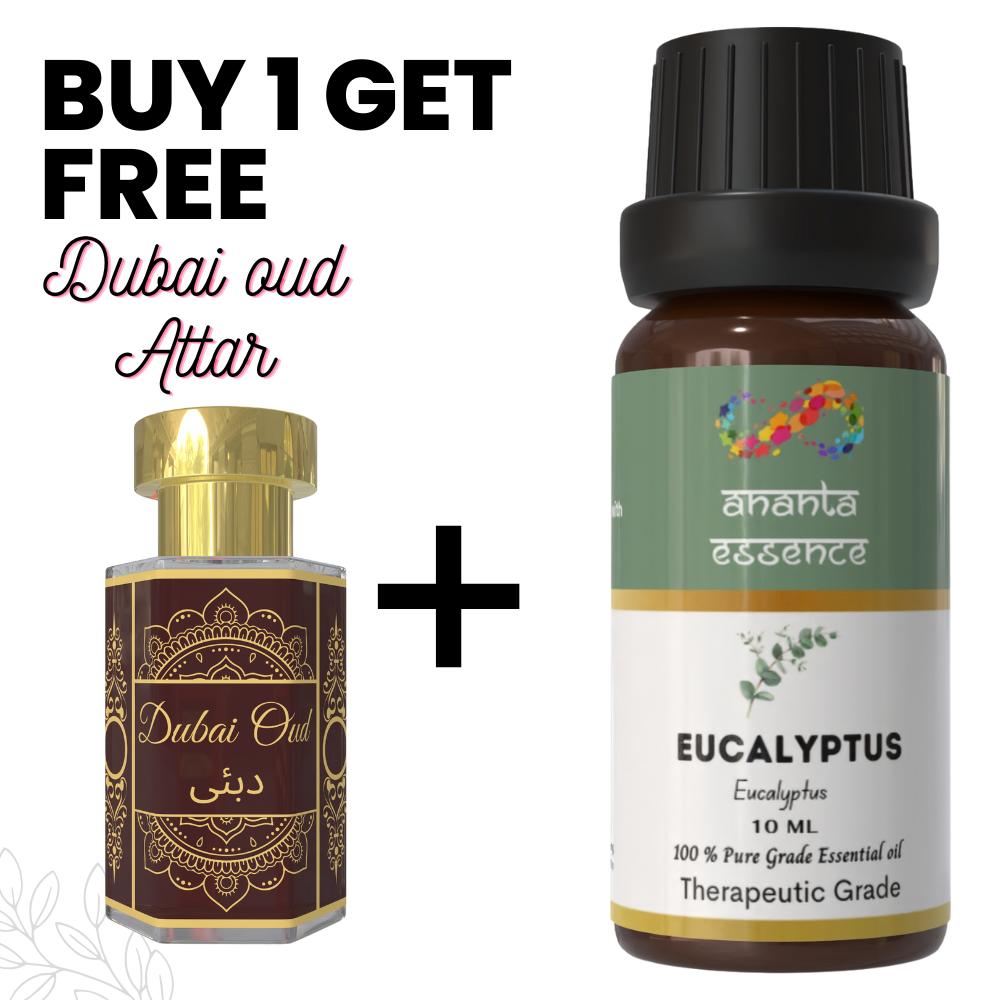 Eucalyptus 10 ml Essential Oil for Aromatherapy & Home Fragrance with 5 ml Dubai Oud Attar | Essential Oil for Diffuser
