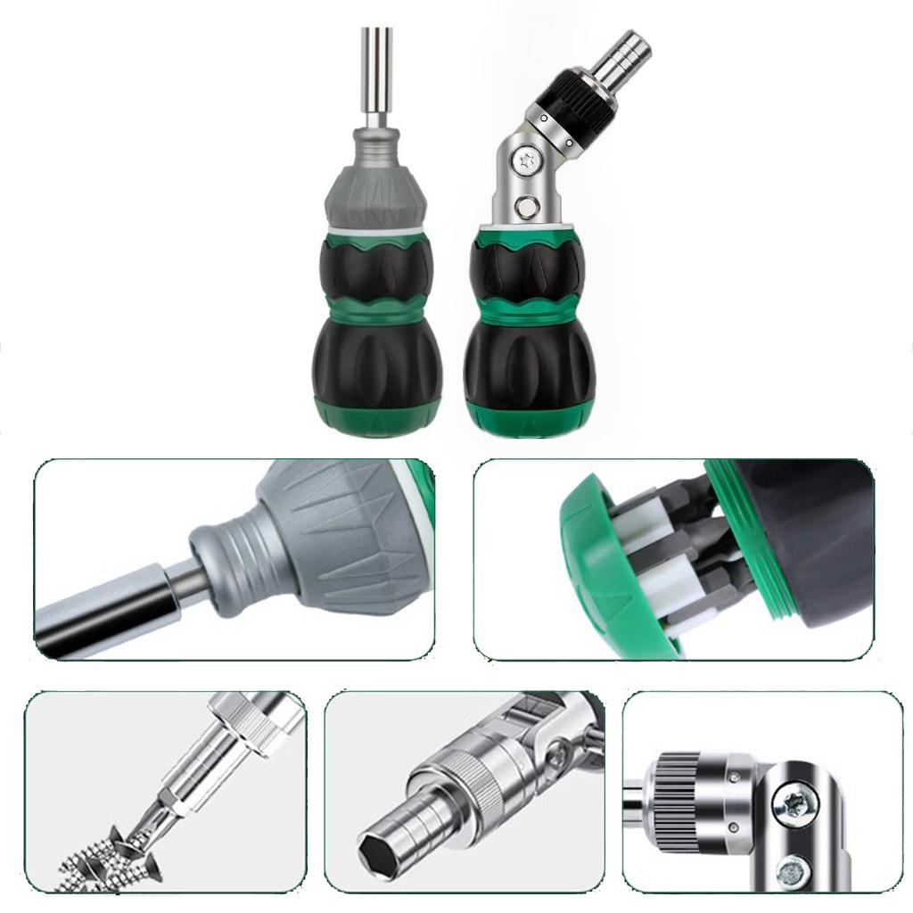 Multiuse Ratchet Screwdriver Set With Magnetic S2 Alloy Steel Bits For Various Home Professional Repair Assembly Tasks