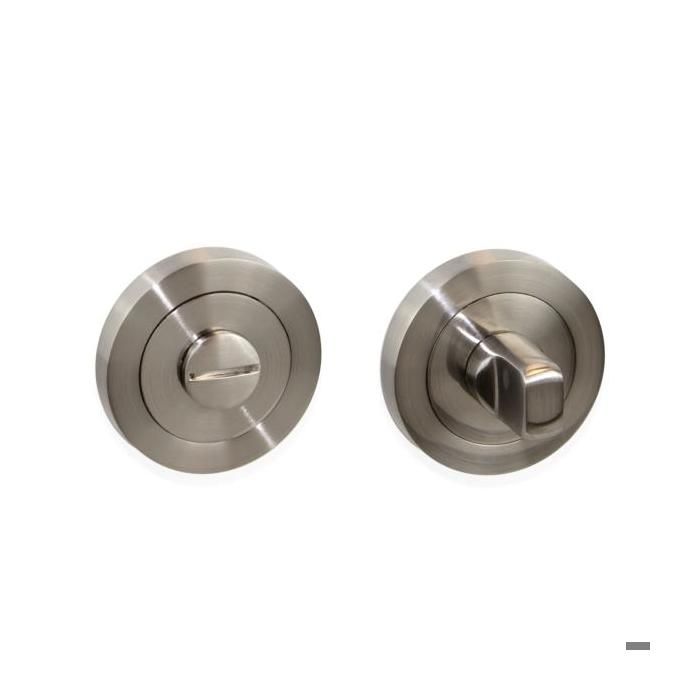 Emuca Lot De 5 Condamnations Avec Rosace Ronde Pour Portes Intérieures, Diamètre 50mm, Zamak, Nickel Satiné