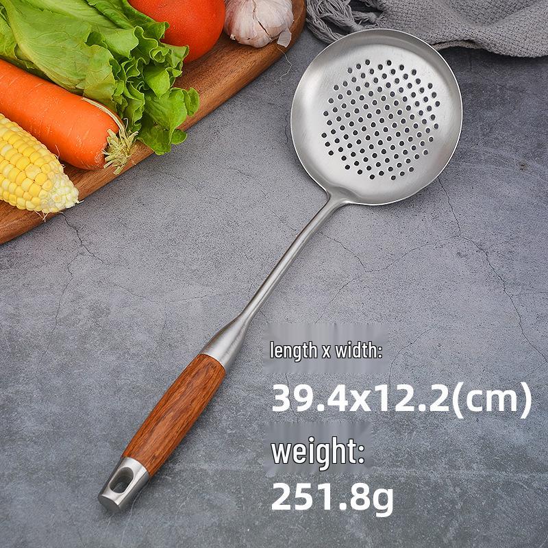 304 Edelstahl Palisander Küchenutensilien-Set: Wok-Schaufel, Anti-Verbrühungs-Hohlgriff Schlitzlöffel, Bratpfannenwender