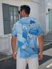 Men's Short-Sleeve Polo Shirt with Beaded Tassel Pendant Print & Lapel Collar - Button-Up Button-Front Suitable for Dates, Beach Vacations, Summer