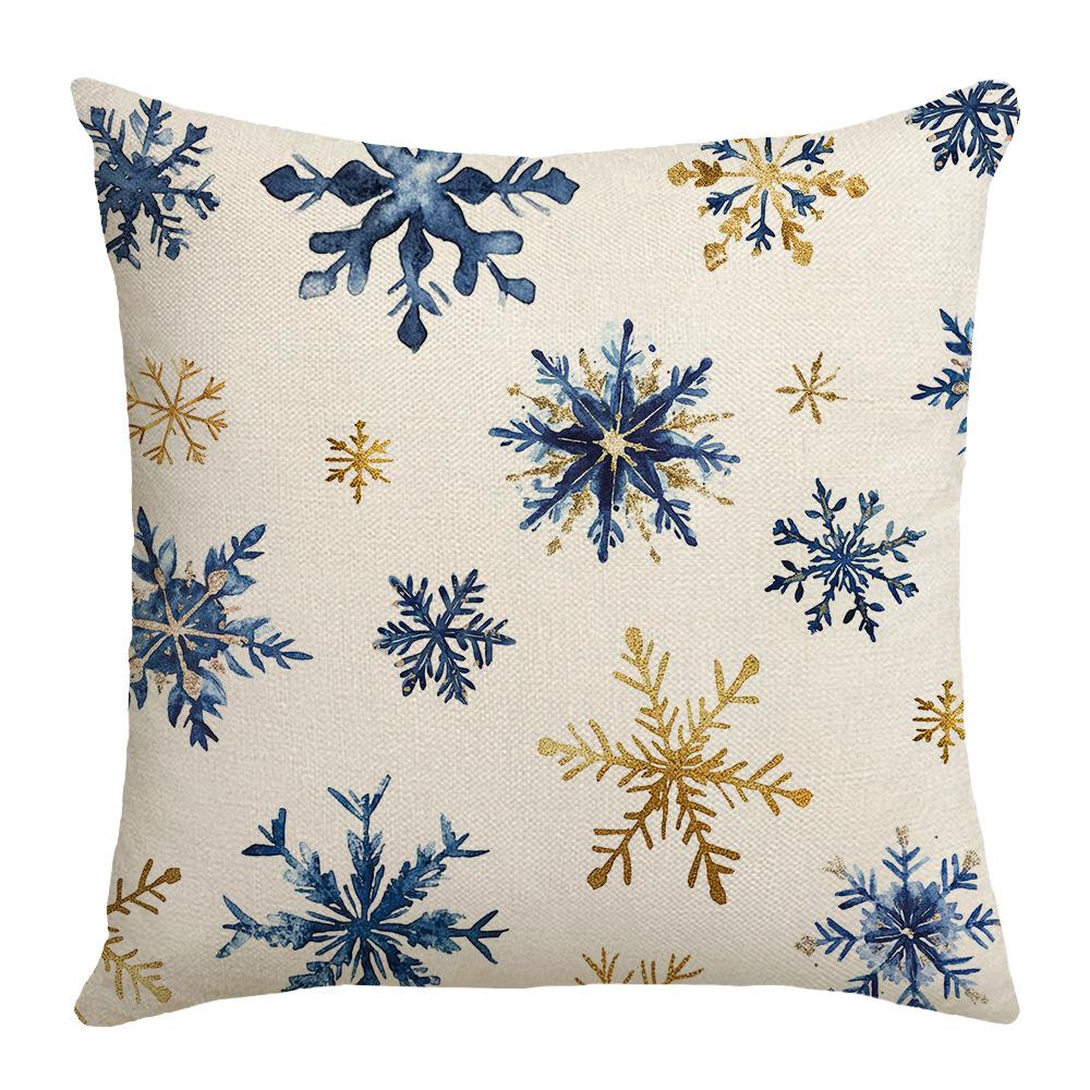

Blue Christmas Linen Material Elk Snowflake Element Pillowcase Home Bedroom Decoration Sofa Cushion 45 * 45Cm (without core)