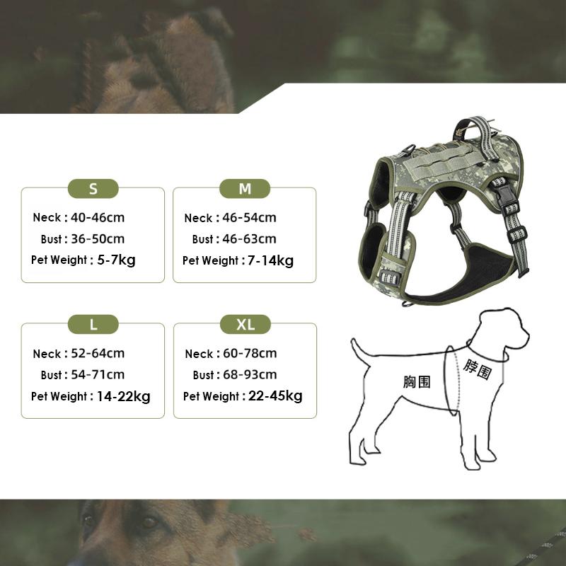 Heavy Duty Tactical Harness for Large Dogs Tactical Military Vest Multi-Functional Adjustable Pet Explosion Proof Training Vest