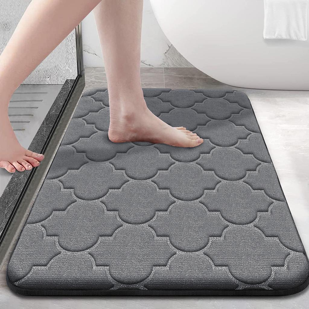 Simple Embossed Bathroom Absorbent Foot Mat Shower Room Floor Mat Thickened Sponge Toilet Mat Dirt-Resistant Non-Slip Mat Quality