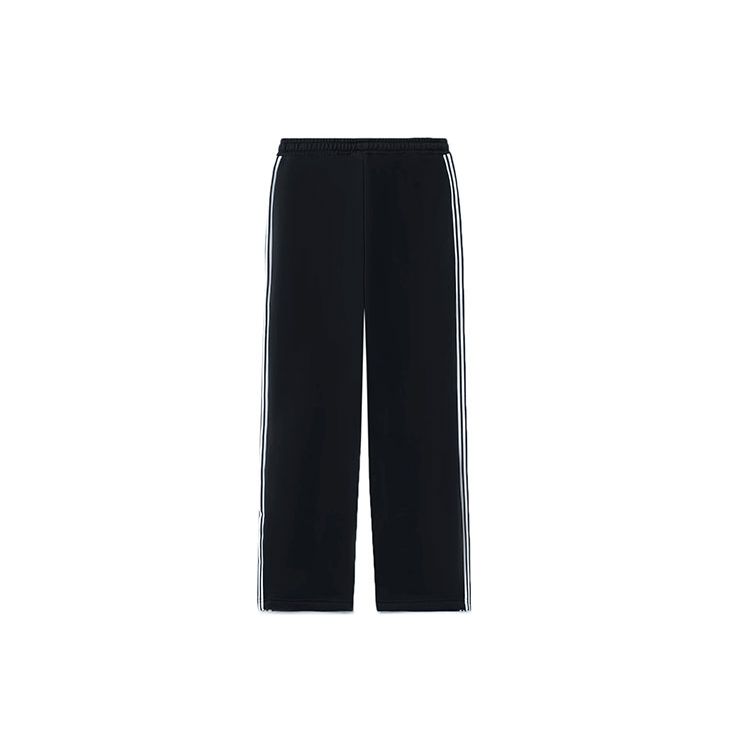 Li Ning Sports Fashion Series Straight Leg Striped Fleece Warm Loose Casual Long Pants Winter Women bottoms Black AKLRC16-3