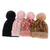 2021 neue Pailletten-Wollmütze Damen Plüsch warm abnehmbarer Bommel Strickmütze