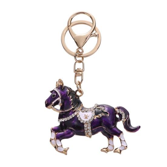 Keychain Pendant Horse Shape Rhinestone Inlaid Key Chain Diverse Color Backpack Keyring Key Accessory