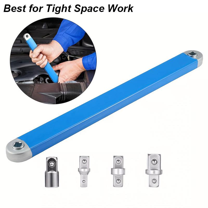 Offset Extension Wrench Set 1/2" 1/4" 3/8" Spanner Square Socket Drive Adapter Extender Long Handle Bar Tool Auto Repair