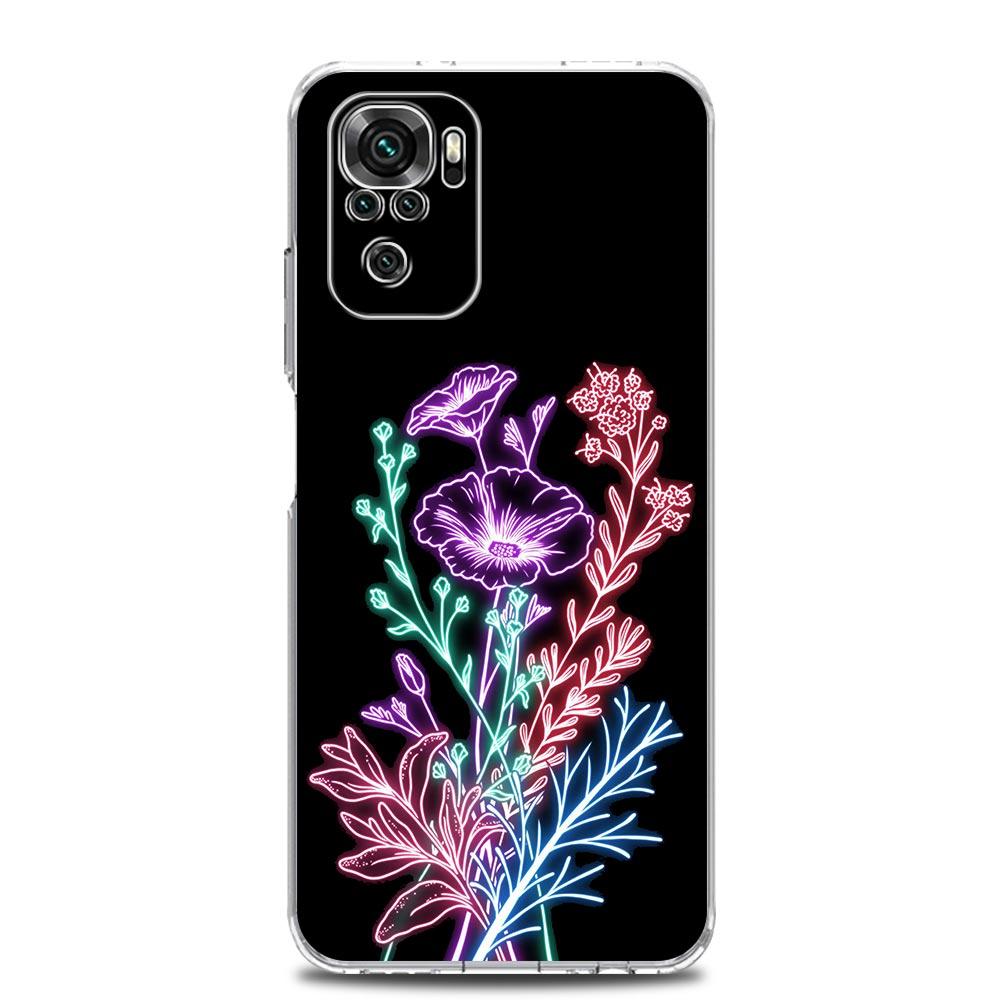

Квадратный прозрачный чехол для телефона для Xiaomi Redmi Note 12 11 9S 9 8 10 Pro+ 7 8T 9C 9A 8A K40 Gaming Cover Фламинго Неоновый цветок Волна Арт Redmi 9C
