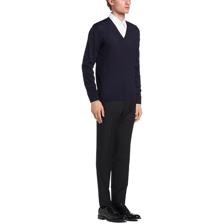 PRADA Sweaters Men's Blue V-neck Moderate UMM985-C5W-F0SVF