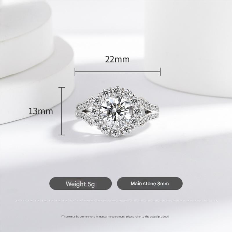 925 Sterling Silver Ring Imitation Moissanite White Zircon Ring Women's Fashion Simple Ring Birthday Party Wedding Jewelry Gift