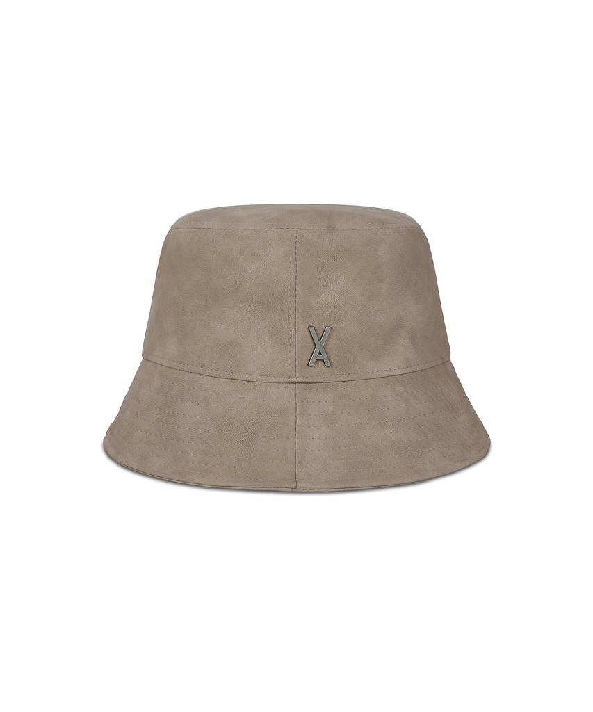 Bajal Va Studded Vegan Leather Bucket Hat Beige