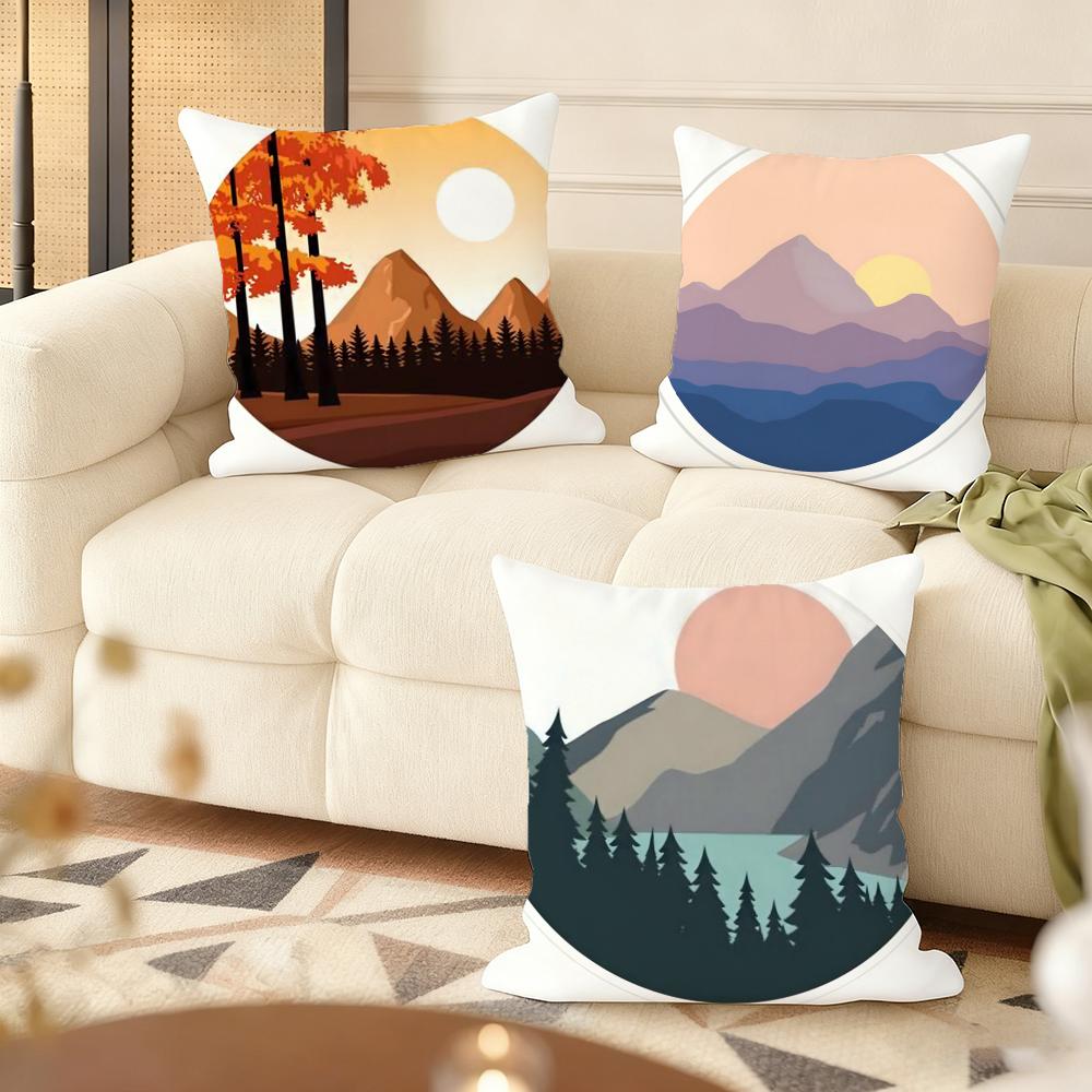 Classic Sunrise Cartoon Cushion Cover Soft Plush DoubleSided Printed Sofa Pillow Cushion Cover  AllSeason Durable Decor Gift
