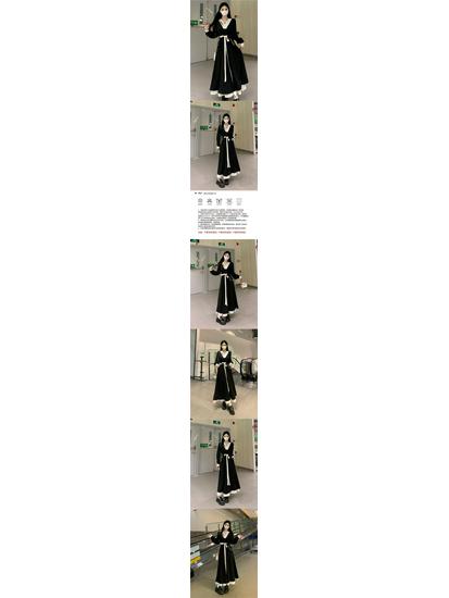 2026 Spring Chinese Style Plus Size Slimming Dress, A-line Silhouette, Puff Sleeves, Extra Long, Fair Skin Tone.