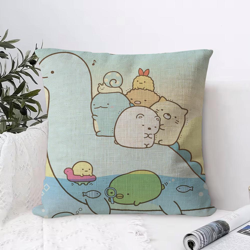 SSumikkogurashi Cushion Cover Eco Linen Pillow Case DoubleSided Print Breathable Durable Zipper Home Decor Gift