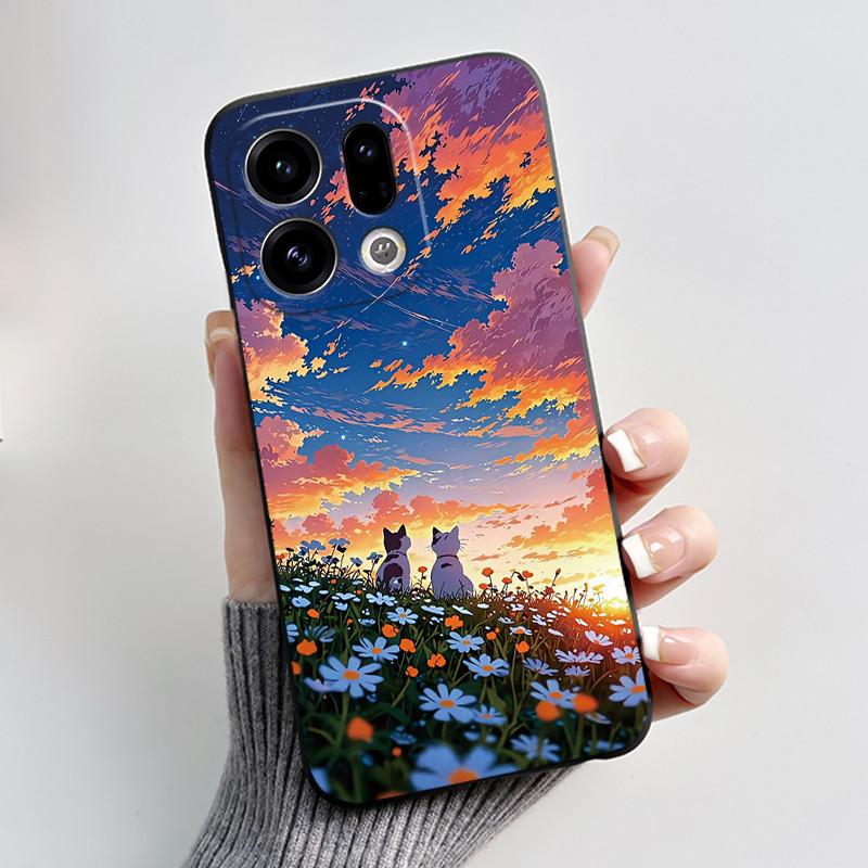 Phone Case For LG Q52/K52/K62 Soft Silicone Black Case Bright Viral Pattern Sunset, Moonlight, Sky LMQ520N LMK520 LMK525 Casing