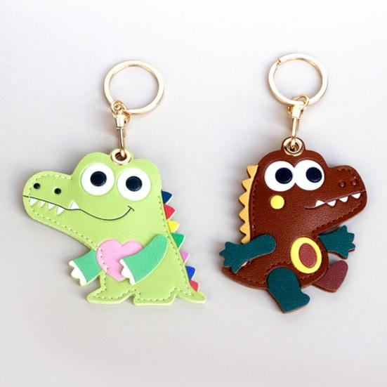 Keychain Pendant Cartoon Little Crocodile Key Holder Imitation Leather Access Card Cover Bag Charm Decorative Keychain Accessory