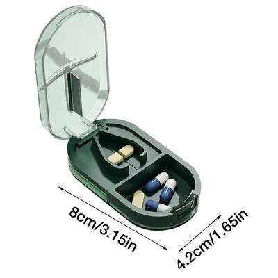 2 In 1 Mini Pill Cutter And Storage Box Portable Drug Tablet Medicine Dustproof Divider Organizer Crusher Pill Box For Outdoor