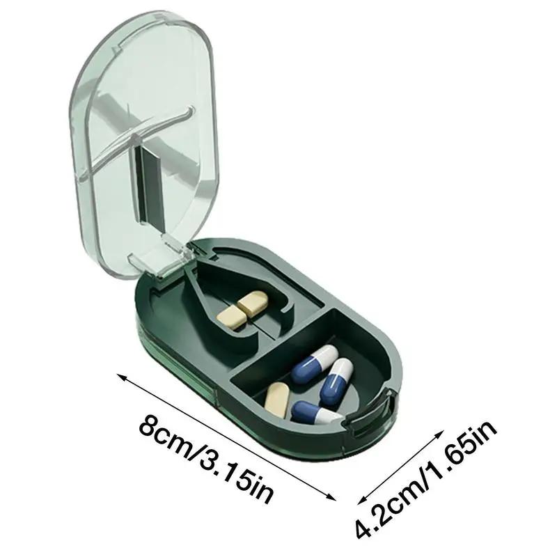 2 In 1 Mini Pill Cutter And Storage Box Portable Drug Tablet Medicine Dustproof Divider Organizer Crusher Pill Box For Outdoor