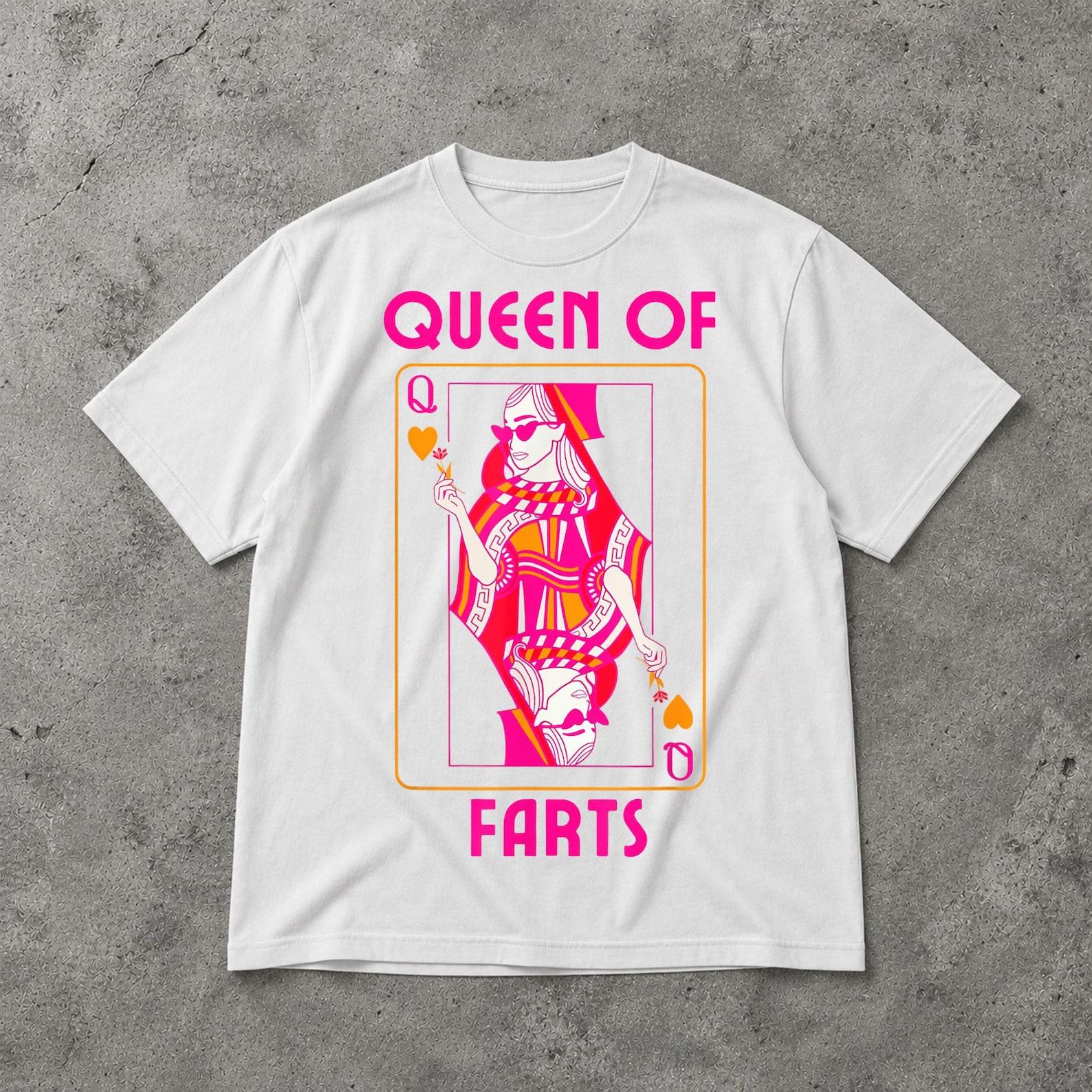 Queen Of Farts Shirt, Funny Card Game Graphic Tee, Playful Humor Gag Gift T Shirt, Gift for Her S