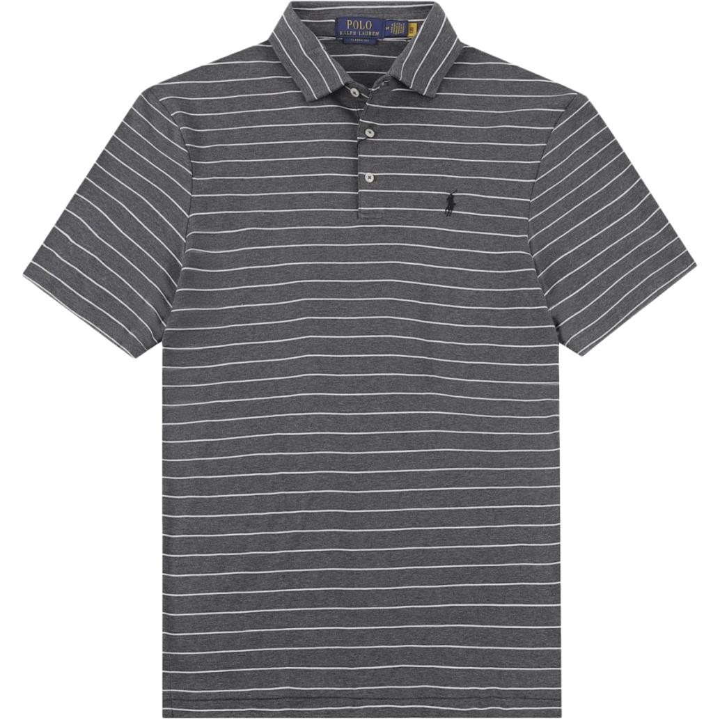 

Polo Ralph Lauren SS25 Поло с коротким рукавом из полосатого хлопка с вышивкой логотипа Мужские топы Темно-серый 710916560-003 L