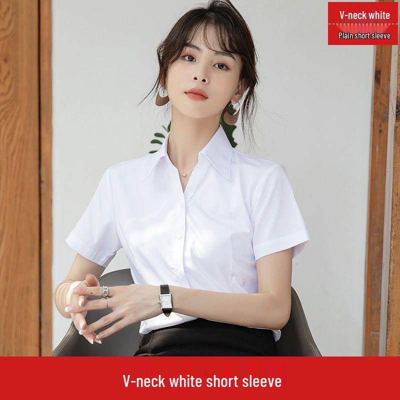 Damska Formalna Bluzka do Pracy - Opcje Długi/Krótki Rękaw w Kolorach Białym, Czarnym, Niebieskim na Wiosnę i Jesień