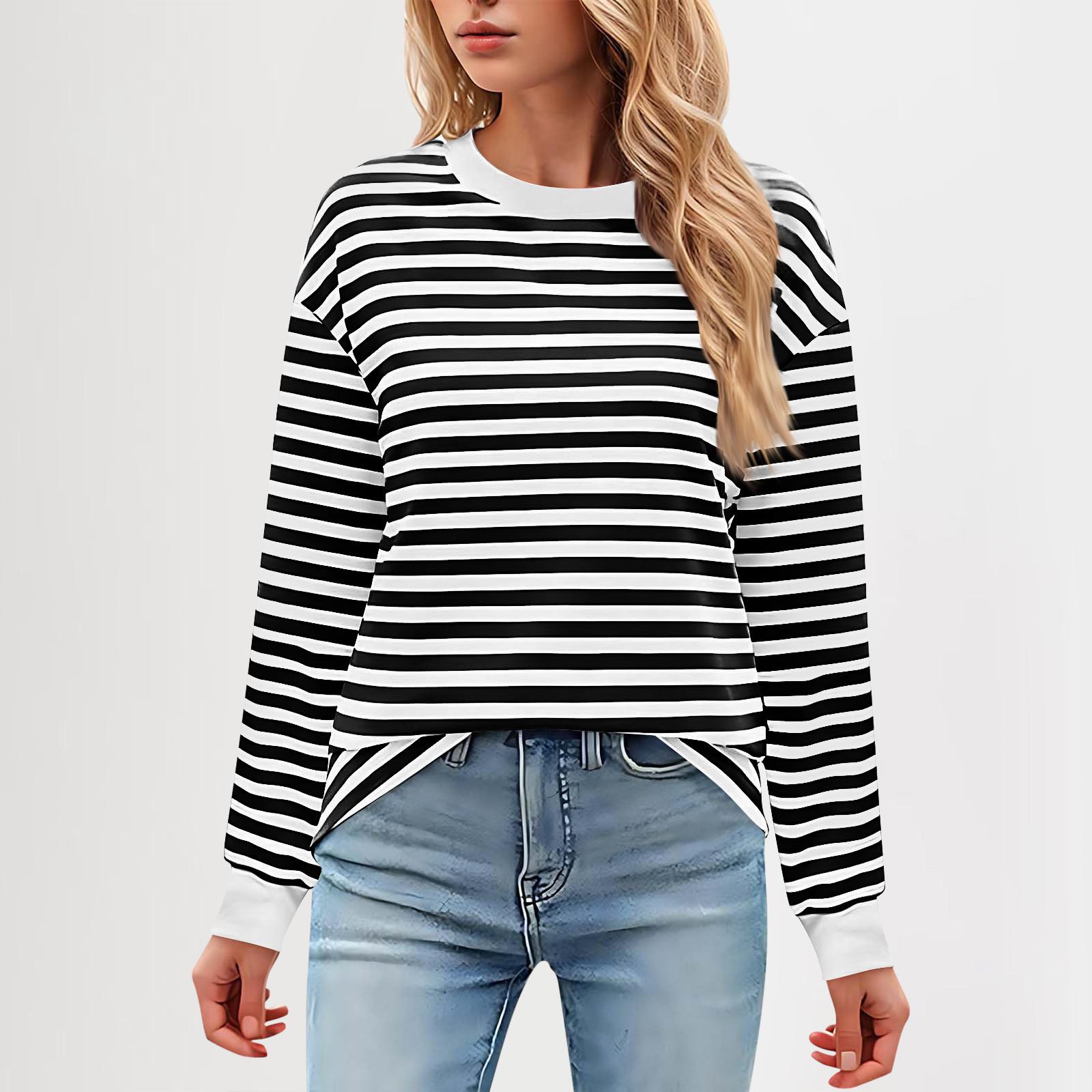 

Женская повседневная туника, свободный топ с длинными рукавами и полосатым воротником XL белый