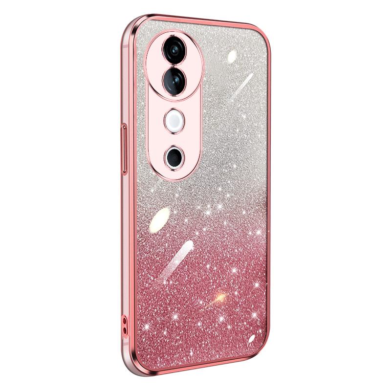 KEYSION Luxury Plating Glitter Phone Case for VIVO V40 Pro 5G Transparent Soft TPU Shockproof Back Cover for VIVO V40 5G