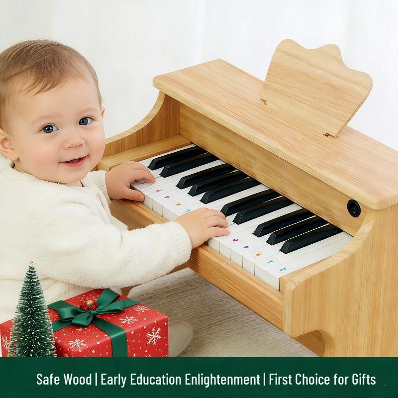 25-Key Children's Electronic Wooden Piano - Musical Toy for Early Education, Ideal Birthday Gift for Boys and Girls