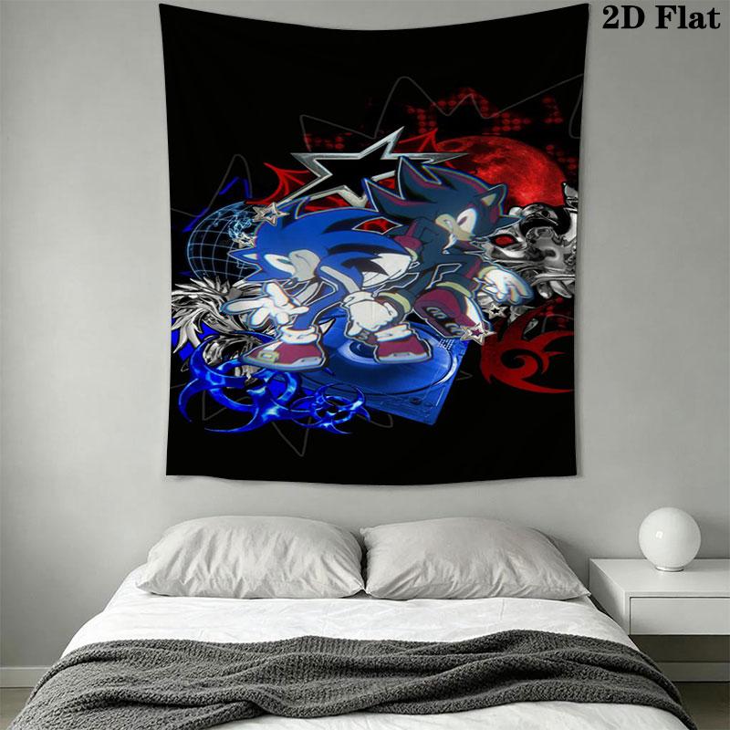 Hedgehog Sonic Wind Wall Hanging Printed Fabric Blanket Decorative Tapestries for Bedroom Living Room Home Decor