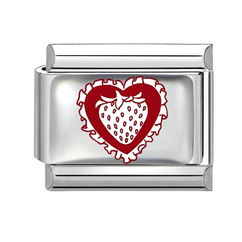 1 Piece 304 Stainless Steel Fashion Red Italian Charm Links For DIY Bracelet Jewelry Making Fit 9mm Rectangle 10mm x 9mm