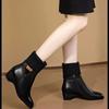 Wedge heel soft leather short boots women's 2025 winter new plush wool mouth medium boots round head casual warm women's boots