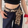 Leopard Small Long Silk Scarf Belts for Women Chiffon Strap Winter Warm Windproof Y2k Irregular Scarf Waste World Punk Party