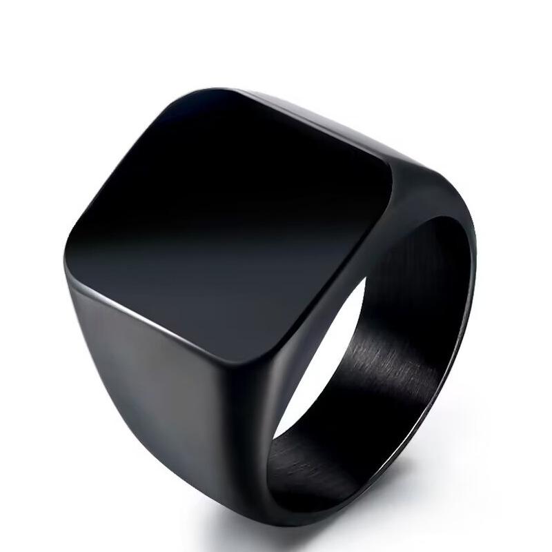 2026 Ring European and American Men's Simple Fashion Trend Bare Body Square Titanium Steel Ring Jewelry