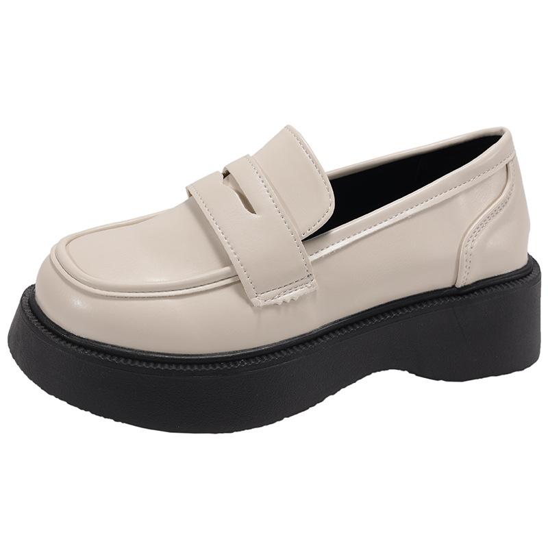 White French Hepburn style heightened platform small leather shoes women's 2025 new summer skirt soft-soled loafers
