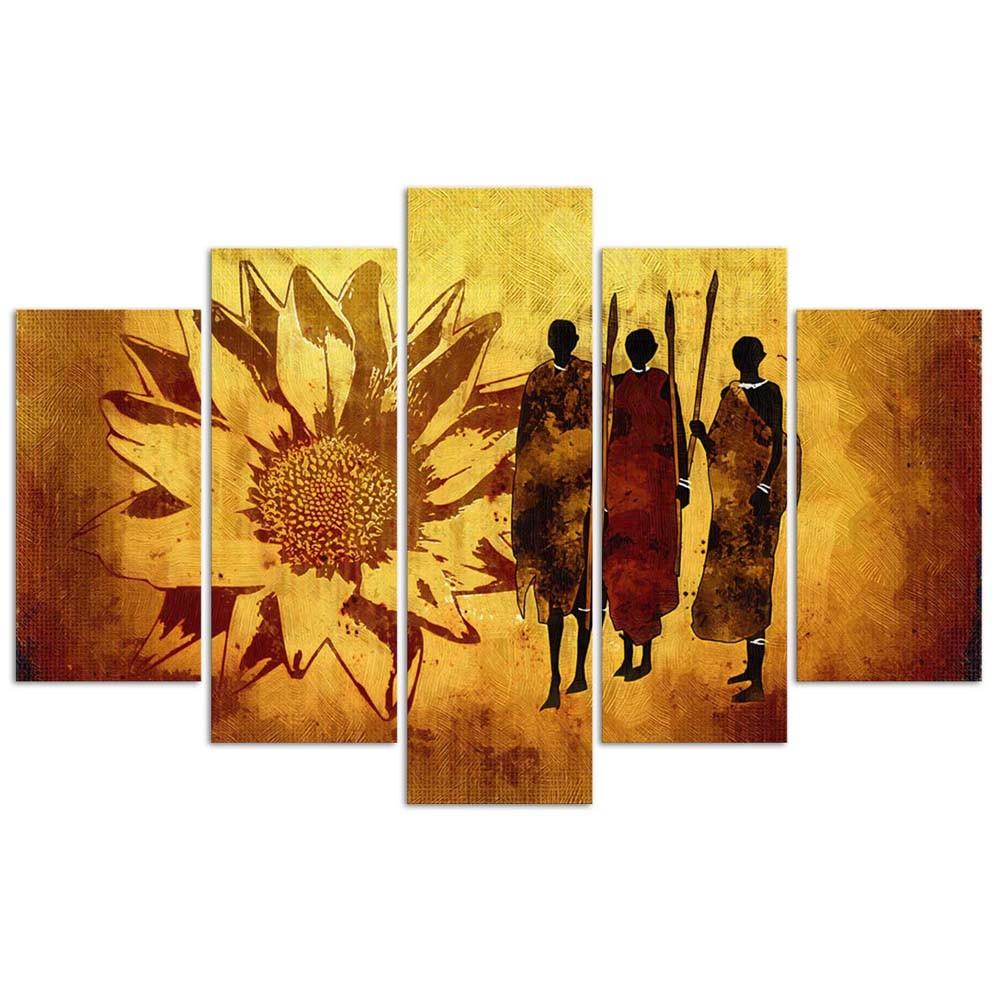 Five piece picture canvas print Africa Warrior