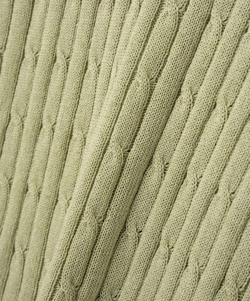 KNITTED Linen Cable Collar Half Knit Sage Green